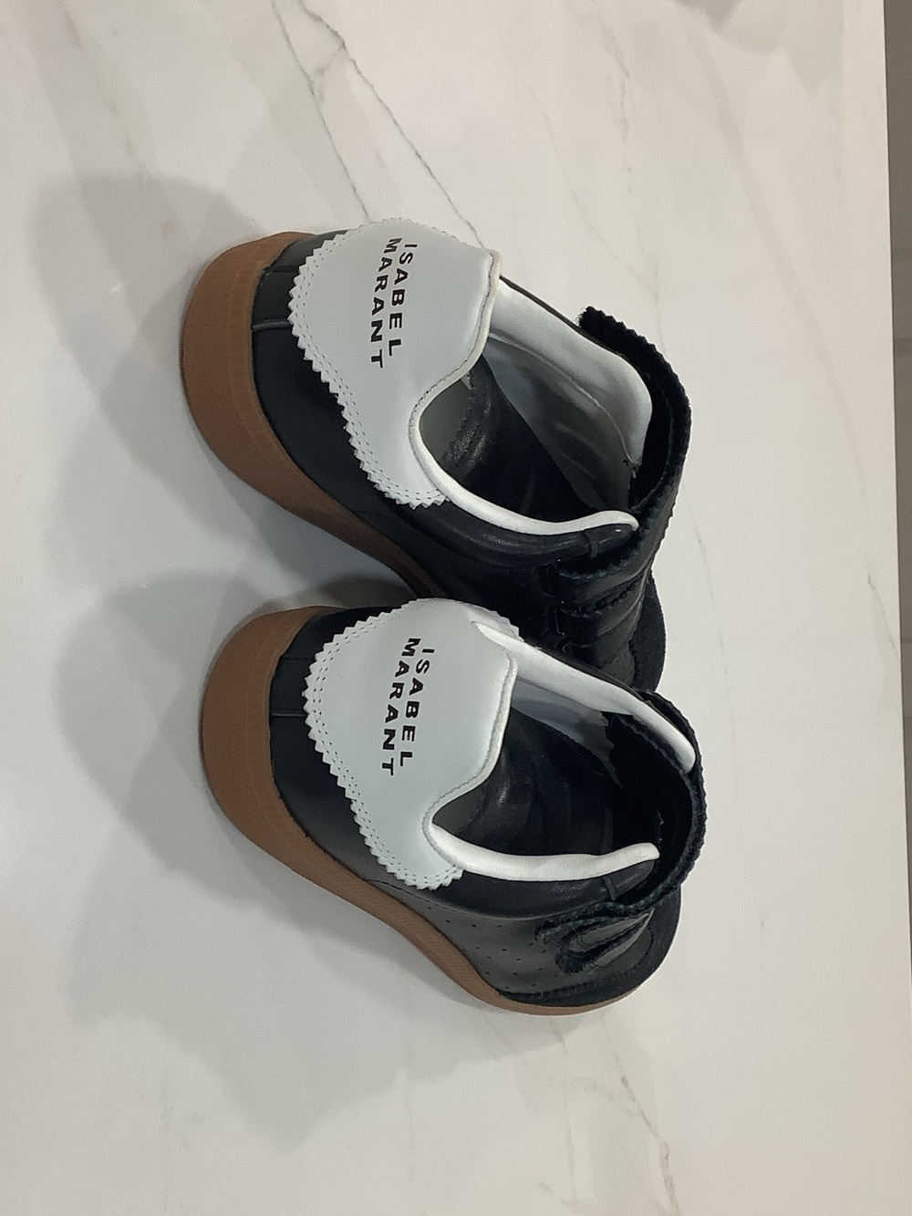 Isabel Marant Black White Tan Low-Top Sneakers with Logo Heel